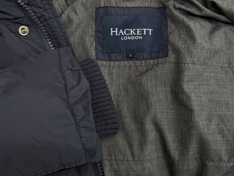 Hackett Down Parka S/M Navy Fur Trimmed Nylon