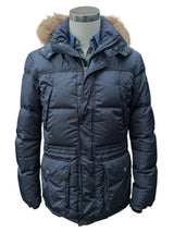 Hackett Down Parka S/M Navy Fur Trimmed Nylon