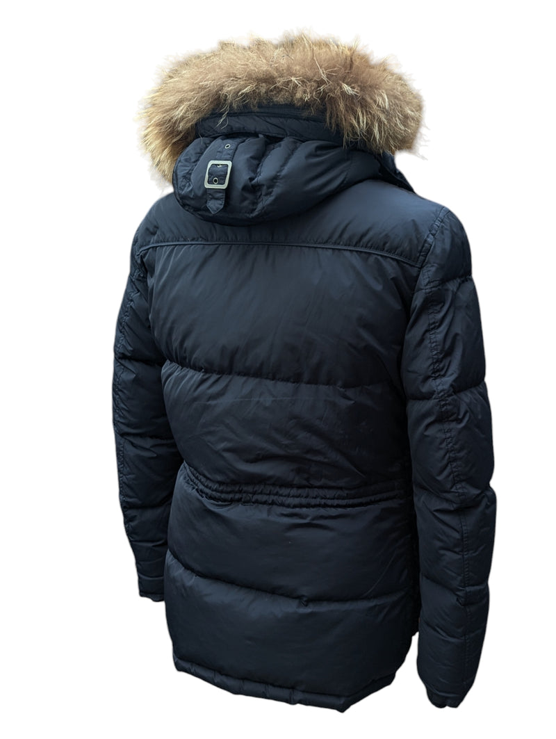 Hackett Down Parka S/M Navy Fur Trimmed Nylon