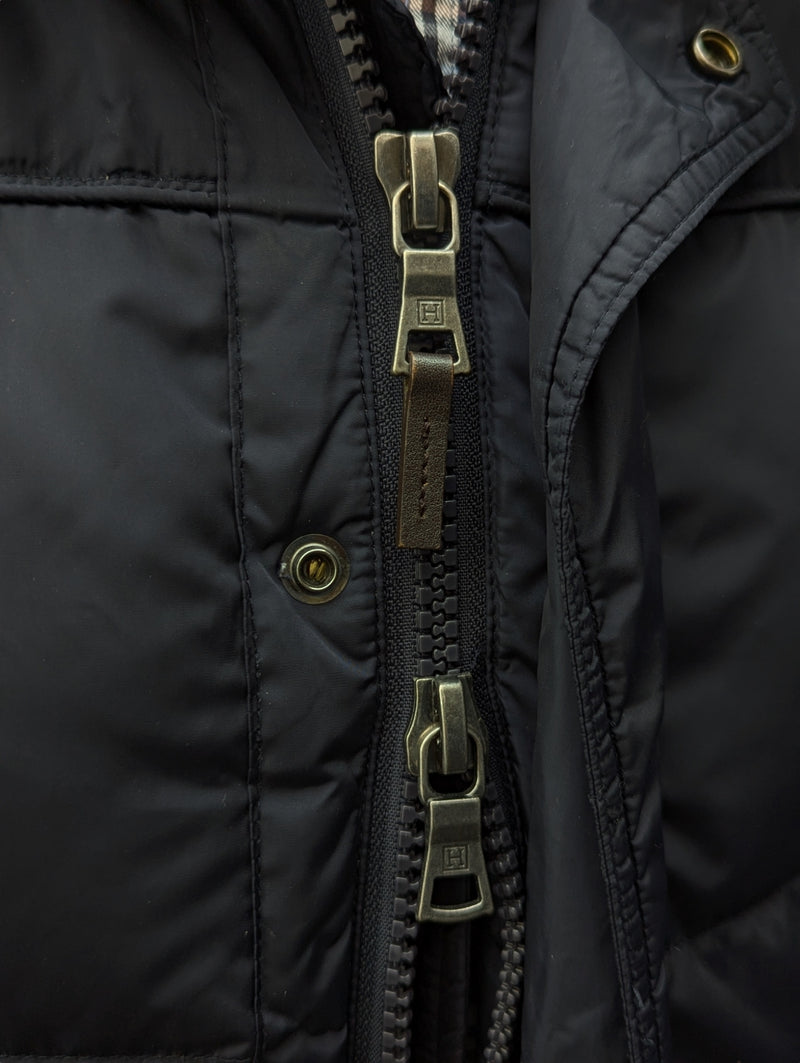 Hackett Down Parka S/M Navy Fur Trimmed Nylon
