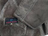 Vintage Richard Draper Leather Lambsuede Shearling Coat L/XL Dark Beige