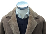 Vintage Richard Draper Leather Lambsuede Shearling Coat L/XL Dark Beige