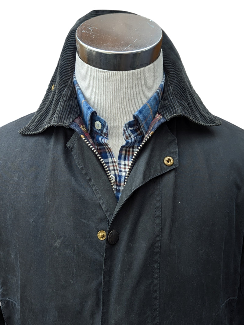 Barbour Coat S/M Midnight Border Waxed Cotton