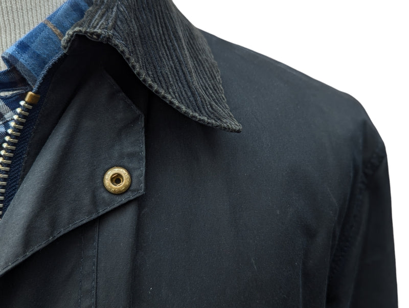Barbour Coat S/M Midnight Border Waxed Cotton