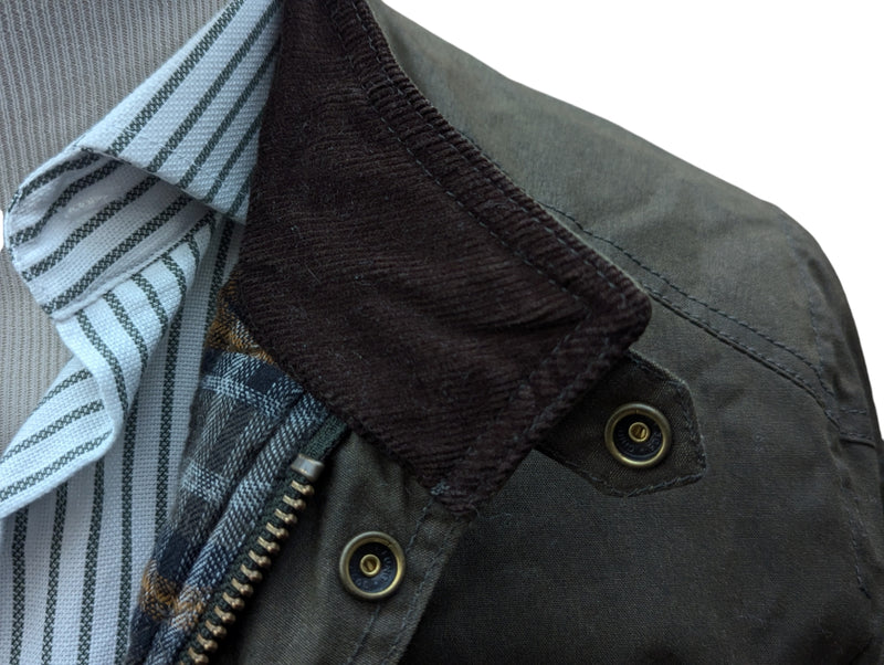 British Millerain Jacket S Olive-Brown Waxed Cotton