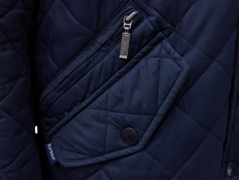 Barbour Jacket M/L Navy Blue Fulham Padded Quilt Polyester