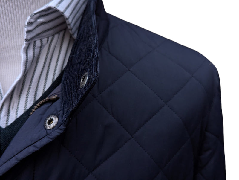 Barbour Jacket M/L Navy Blue Fulham Padded Quilt Polyester