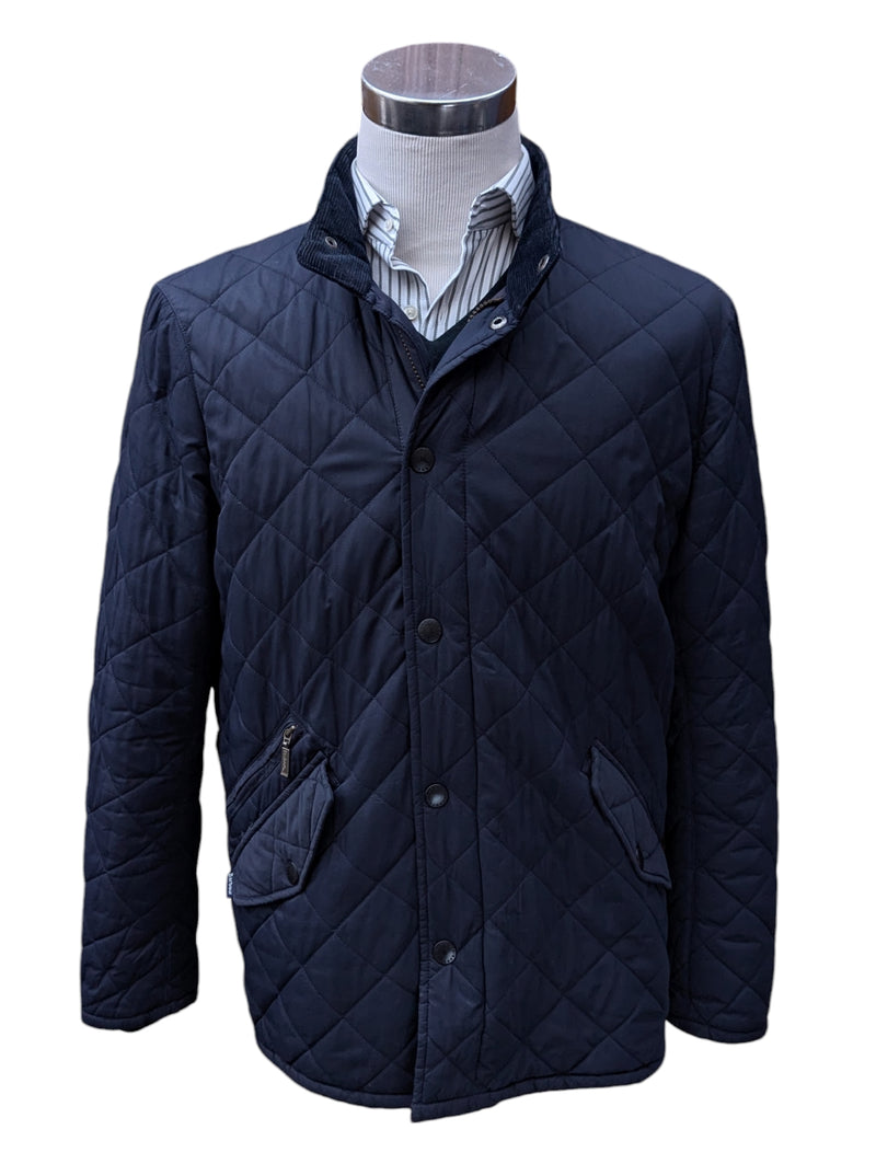 Barbour Jacket M/L Navy Blue Fulham Padded Quilt Polyester