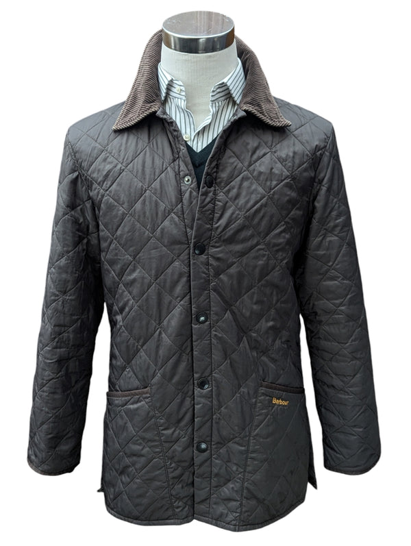 Barbour Jacket S/M Dark Brown Liddesdale Padded Quilt Polyamide