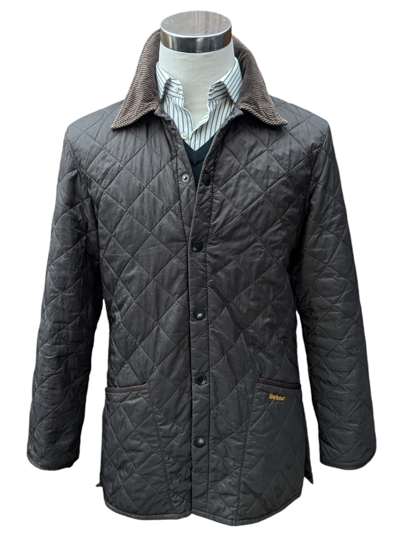 Barbour Jacket S/M Dark Brown Liddesdale Padded Quilt Polyamide
