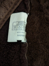 Vintage British Leather Lambsuede Shearling DB Coat S/M 38 Brown