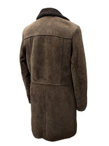 Vintage British Leather Lambsuede Shearling DB Coat S/M 38 Brown