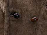 Vintage British Leather Lambsuede Shearling DB Coat S/M 38 Brown