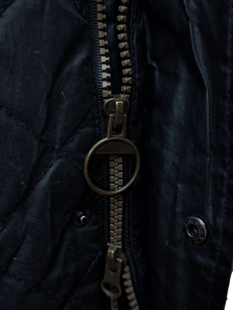 Barbour Motorcycle Belted Jacket M Black Waxed Cotton