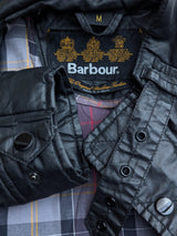 Barbour Motorcycle Belted Jacket M Black Waxed Cotton