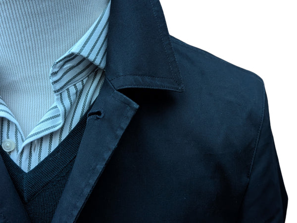 New & Lingwood Trench Coat M/40R Navy Blue Cotton