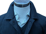 New & Lingwood Trench Coat M/40R Navy Blue Cotton