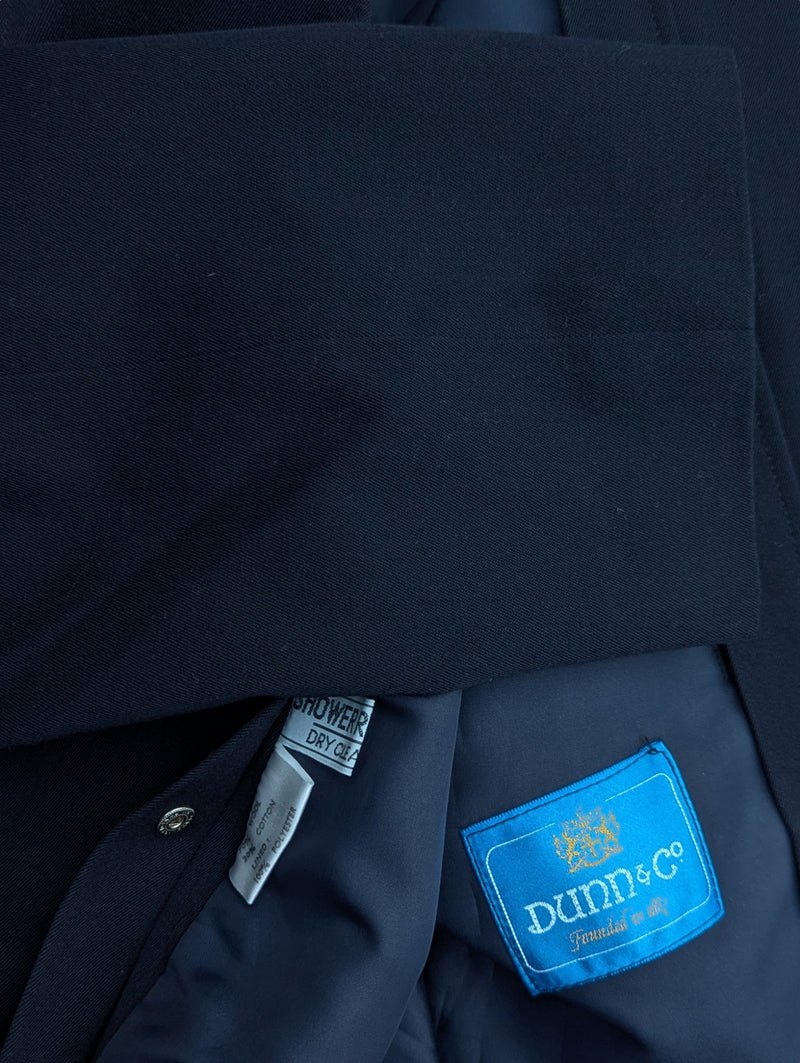 Vintage Dunn & Co Coat L/42 Navy Blue Wool/Cotton Twill