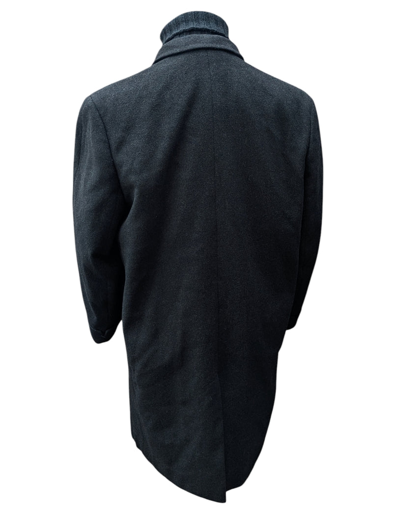 Vintage Aquascutum Coat XL/44 Dark Charcoal Grey Heavy Wool