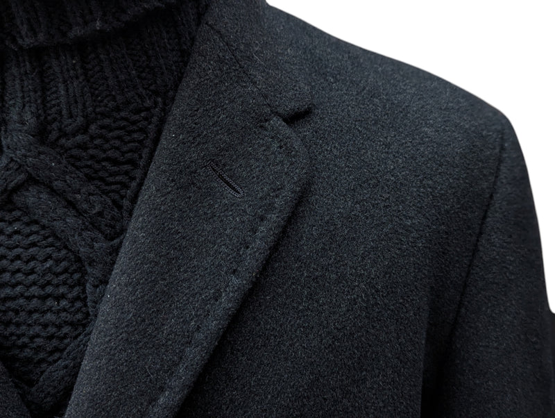 Vintage Aquascutum Coat XL/44 Dark Charcoal Grey Heavy Wool