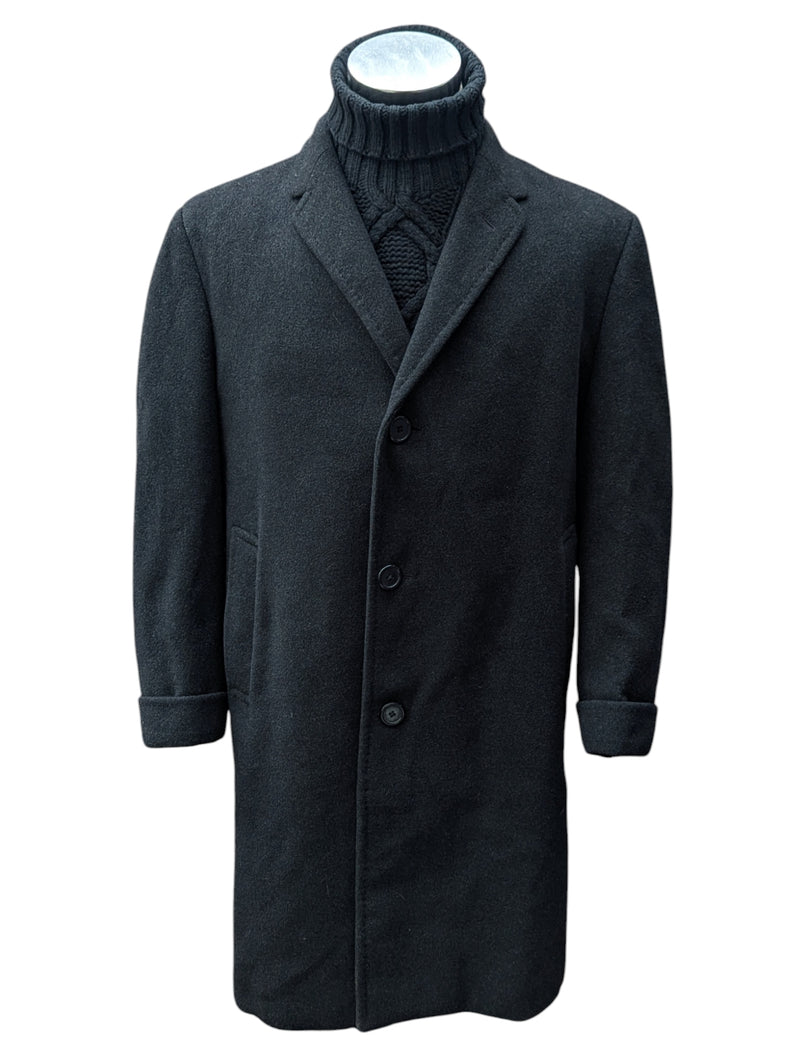 Vintage Aquascutum Coat XL/44 Dark Charcoal Grey Heavy Wool