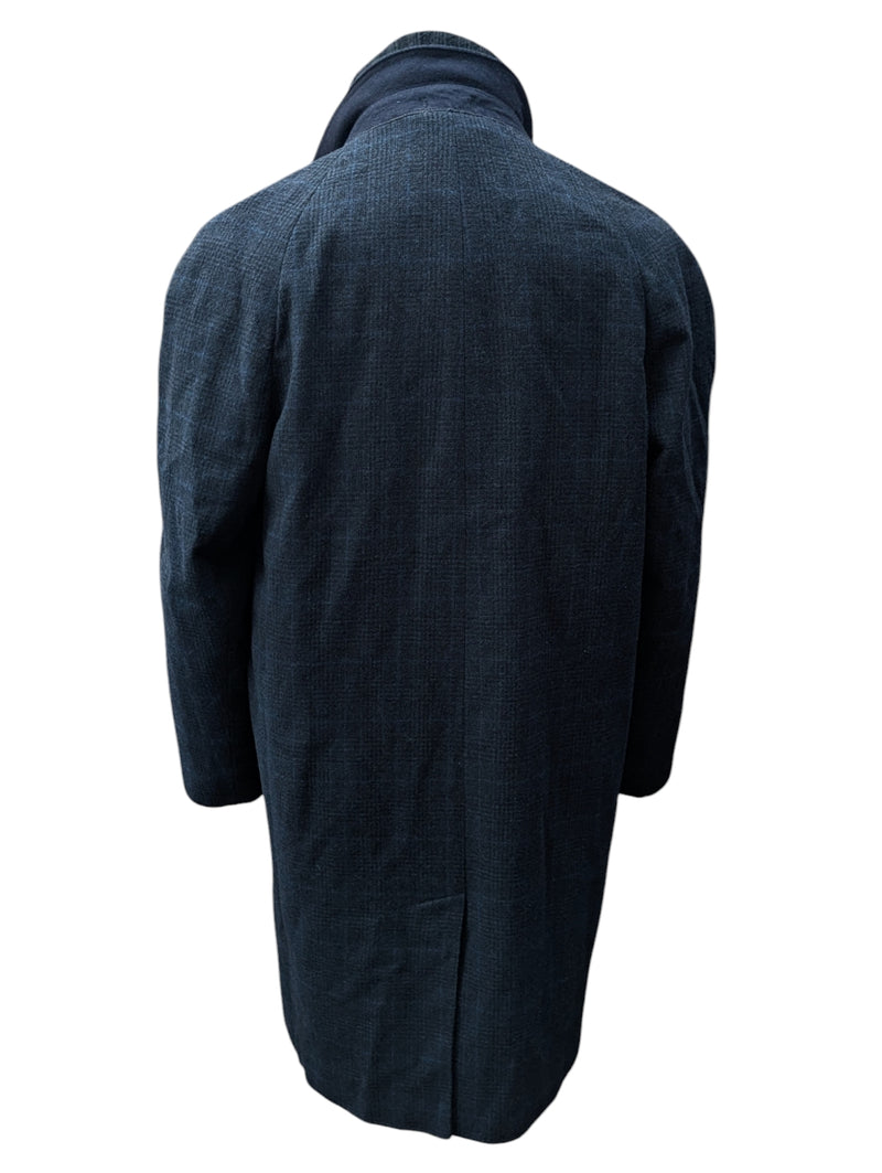 Vintage Burton Royal Warrant Raglan Coat L/42 Navy Plaid 3-button Pure Wool