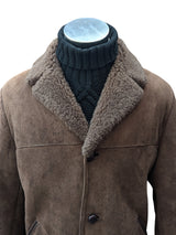 Vintage Baily's Leather Lamb Shearling Coat XL/XXL Brown 3-Button