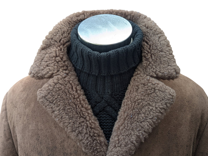 Vintage Baily's Leather Lamb Shearling Coat XL/XXL Brown 3-Button