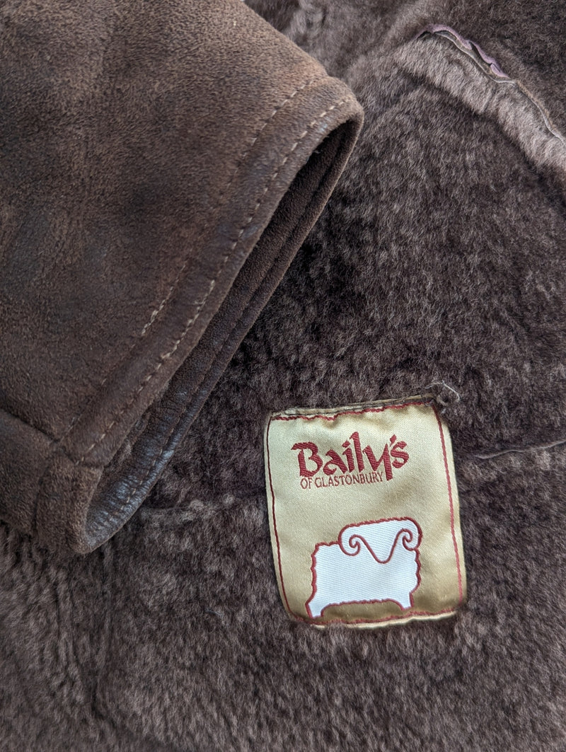 Vintage Baily's Leather Lamb Shearling Coat XL/XXL Brown 3-Button