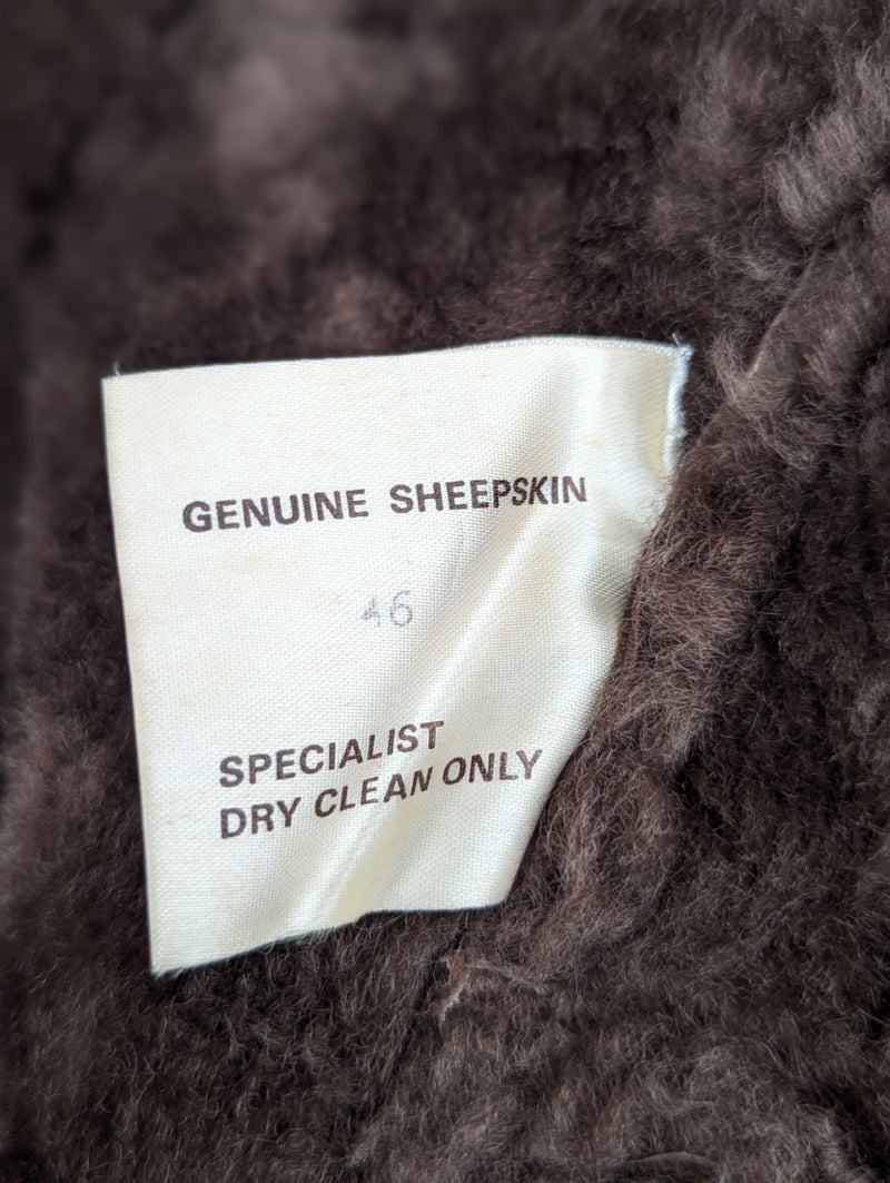 Vintage Baily's Leather Lamb Shearling Coat XL/XXL Brown 3-Button