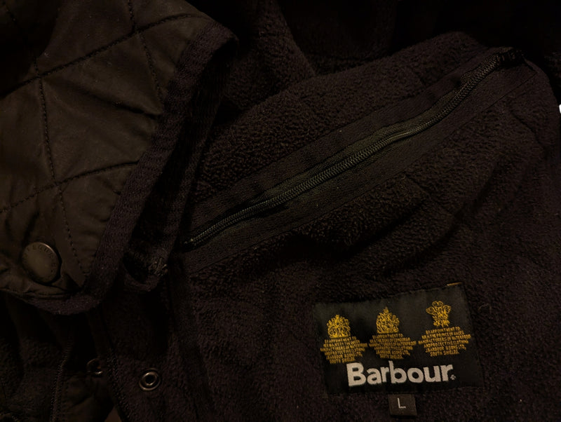 Barbour Jacket L/XL Black Polarquilt Cotton/Polyester