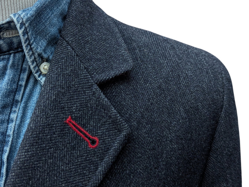 Abraham Moon El Ganso Coat S/M Charcoal Grey Herringbone Wool