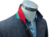 Abraham Moon El Ganso Coat S/M Charcoal Grey Herringbone Wool