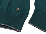 Zegna Sweater S Hunter Green Grey Trim 15 Micron Wool