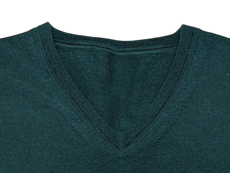 Zegna Sweater S Hunter Green Grey Trim 15 Micron Wool