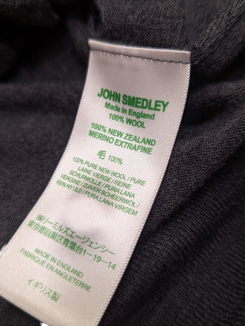 John Smedley Cardigan L Mid Charcoal Grey New Zealand Merino