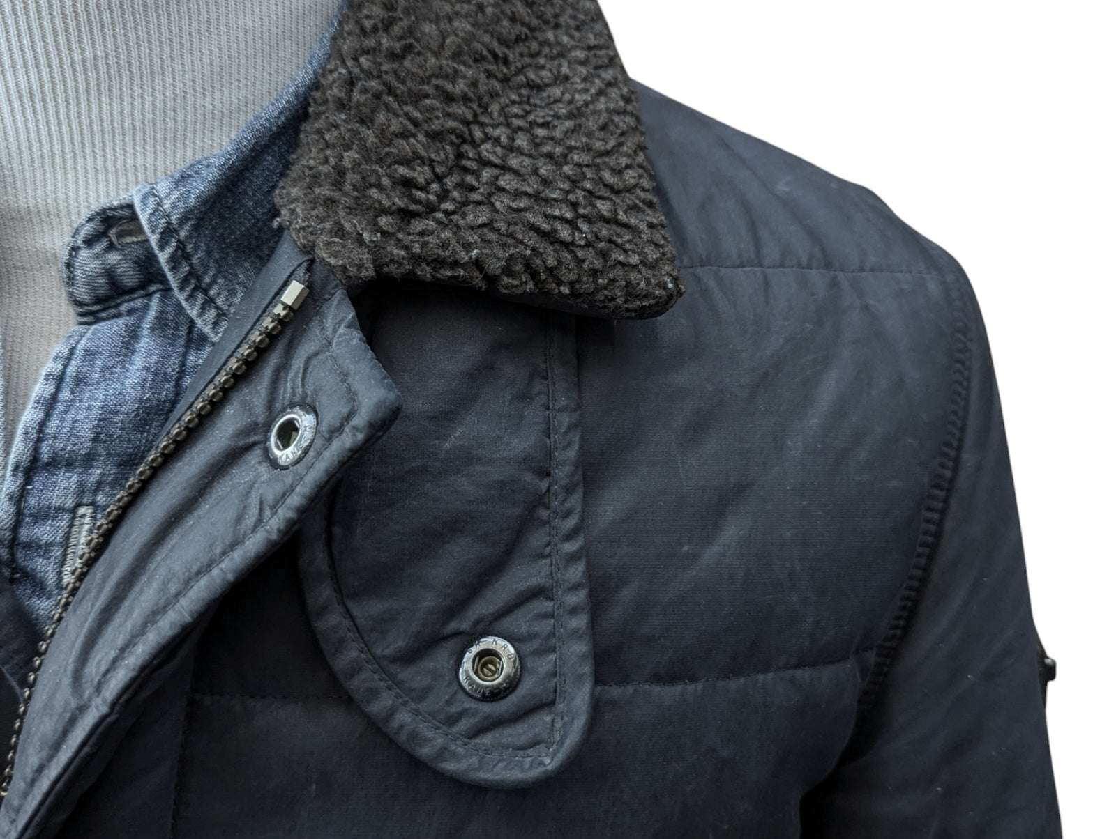 Barbour ダークグレー ジャケット Barbour Chelsea Mac Jacket Stone Tartan Gray / Black Men's Size