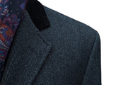 Abraham Moon Coat M/40R Charcoal Grey Herringbone Yorkshire Wool Tweed
