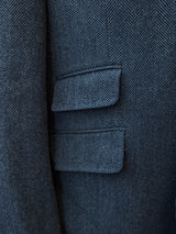 Abraham Moon Coat M/40R Charcoal Grey Herringbone Yorkshire Wool Tweed
