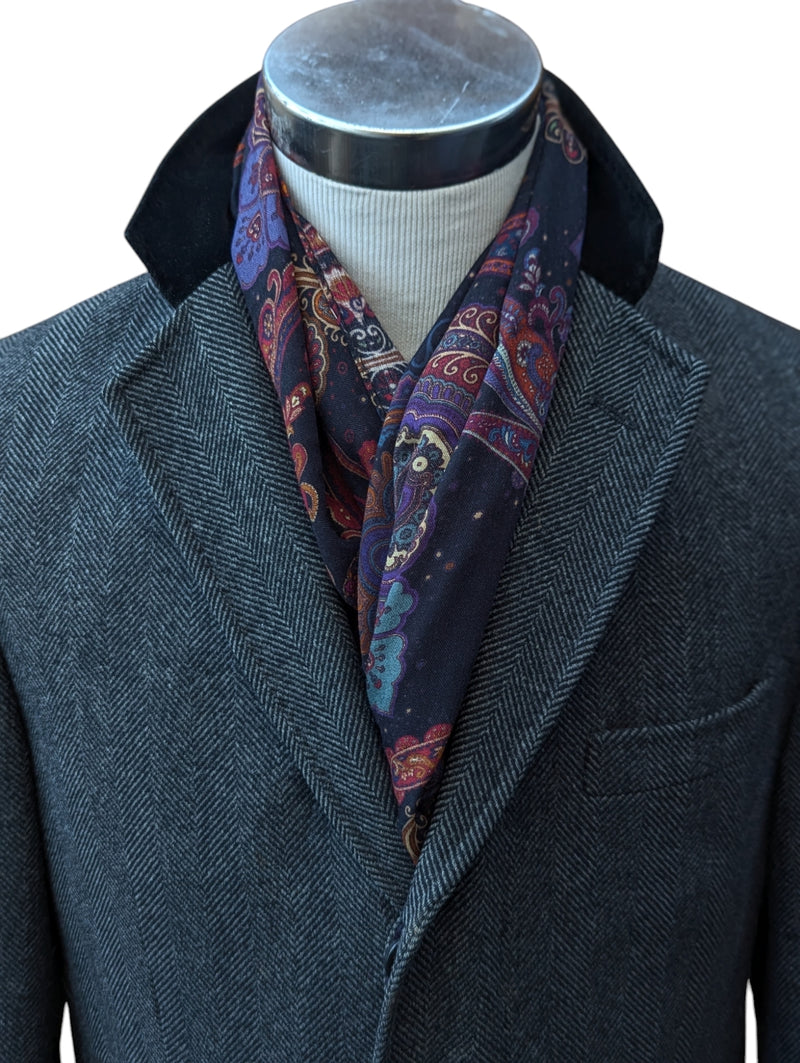 Abraham Moon Coat M/40R Charcoal Grey Herringbone Yorkshire Wool Tweed
