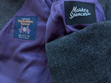 Abraham Moon Coat M/40R Charcoal Grey Herringbone Yorkshire Wool Tweed