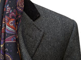 Abraham Moon Coat M/40R Charcoal Grey Herringbone Yorkshire Wool Tweed