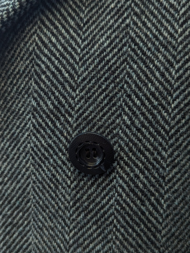 Vintage Hepworth British M/40 DB Peacoat Blue-Grey Herringbone Wool