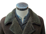 Vintage Barretts Leather Lambsuede Shearling DB Coat M/40 Dark Brown
