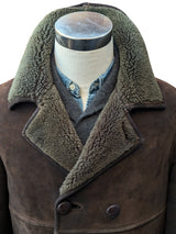 Vintage Barretts Leather Lambsuede Shearling DB Coat M/40 Dark Brown