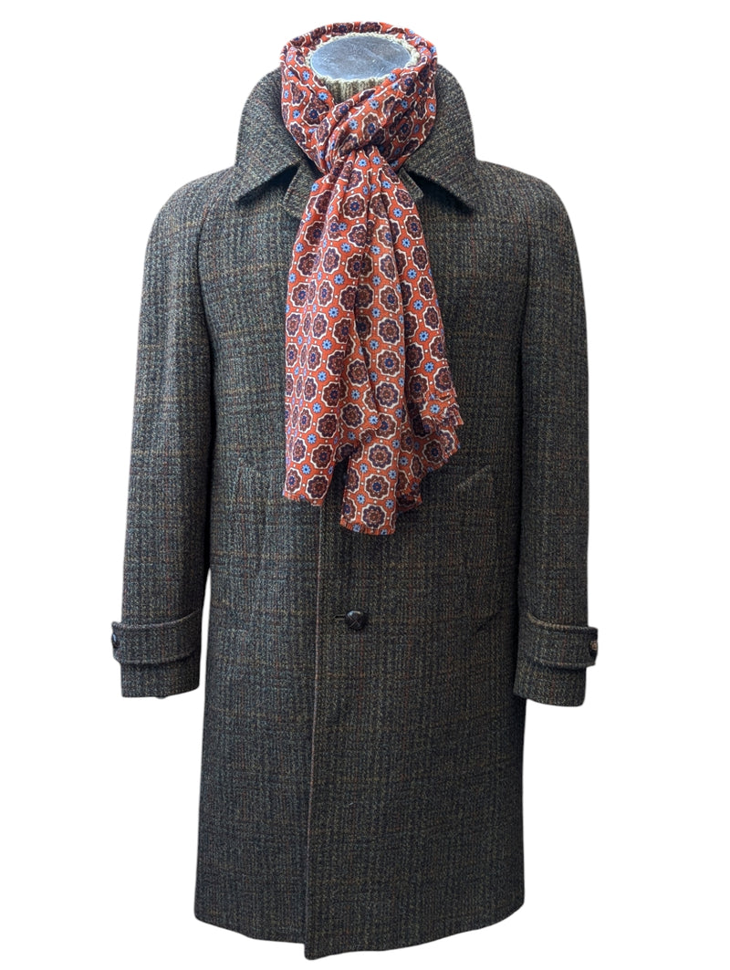 Vintage Dunn & Co. Harris Tweed Balmacaan Raglan Coat M/40 Brown Plaid wool
