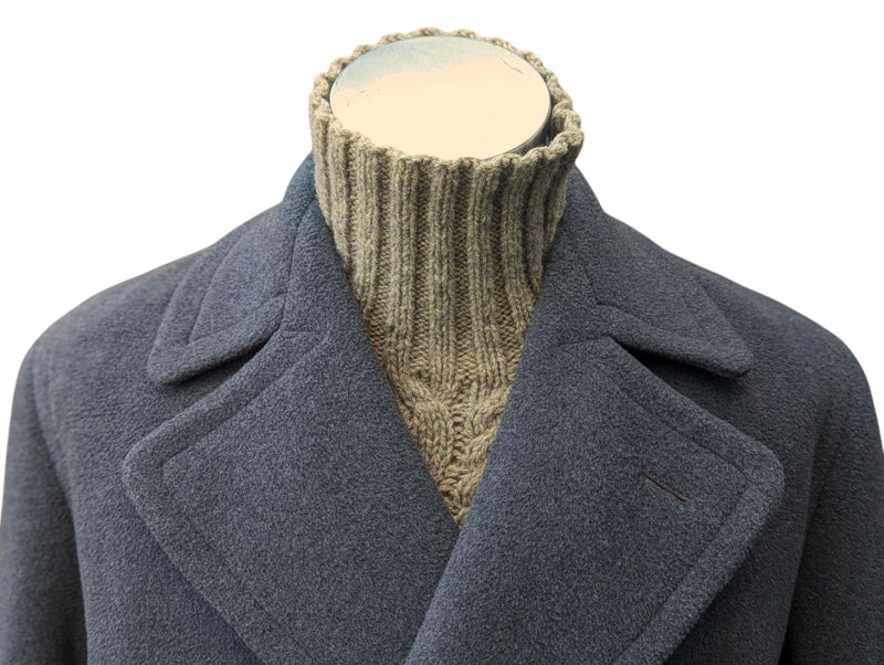 Vintage Crombie Belted DB Great Coat XL 44R/46R Grey Heavy Wool