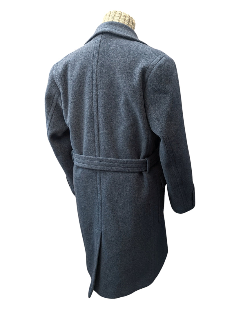 Vintage Crombie Belted DB Great Coat XL 44R/46R Grey Heavy Wool