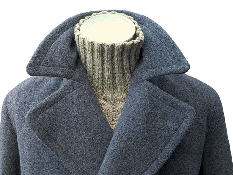 Vintage Crombie Belted DB Great Coat XL 44R/46R Grey Heavy Wool