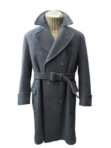 Vintage Crombie Belted DB Great Coat XL 44R/46R Grey Heavy Wool
